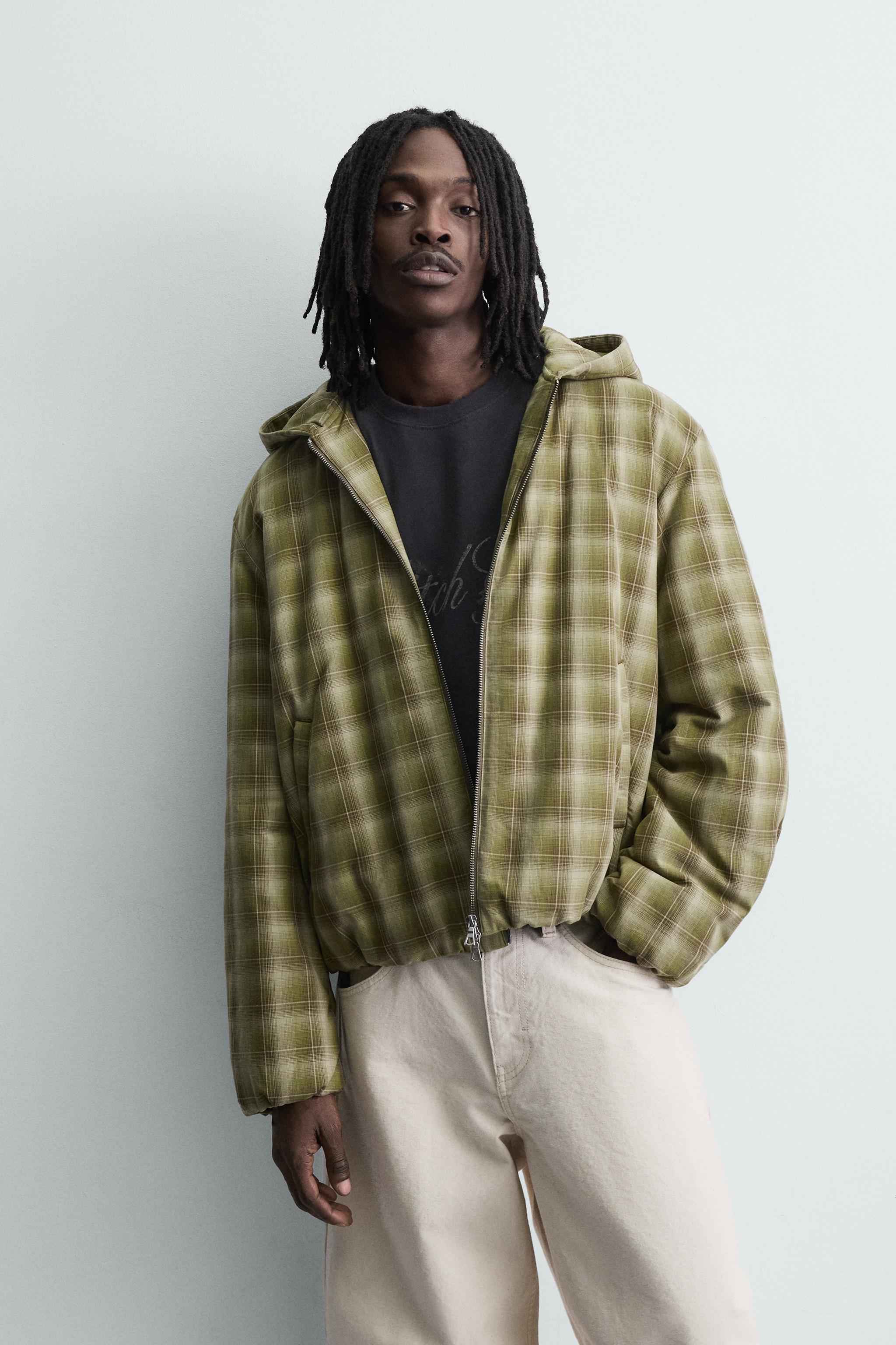 BLOUSON À CARREAUX AVEC CAPUCHE